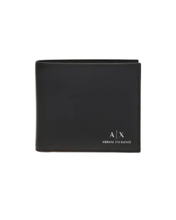 Portafoglio Armani Exchange nero in pelle liscia con portamonete