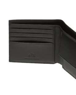 Portafoglio Armani Exchange nero in pelle liscia con portamonete