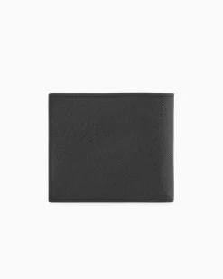 Portafoglio Armani Exchange nero in pelle saffiano con porta monete
