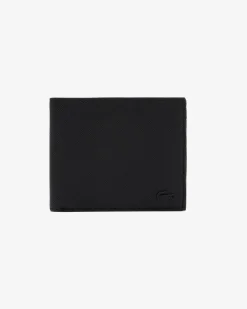 Portafoglio Lacoste in micro piquè nero con portamonete