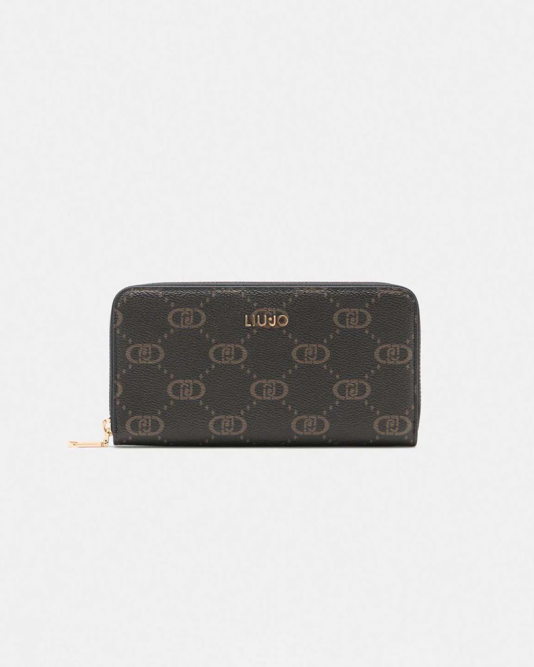 Portafoglio Liu Jo Accessories marrone con logo in rilievo e zip