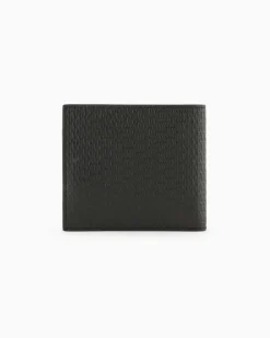 Portamonete Armani Exchange nero in pelle lavorata a logo AX all over