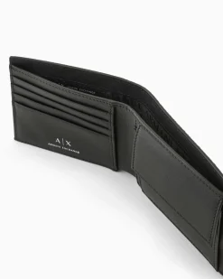 Portamonete Armani Exchange nero in pelle lavorata a logo AX all over