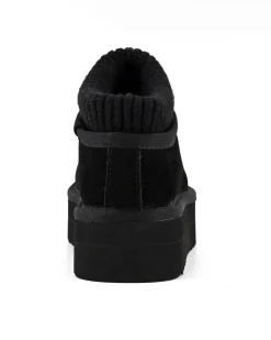 Sabot nero in pelle scamosciata con calzino incorporato in tessuto a coste