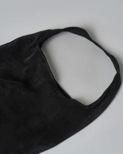 Sacca nera Hlo! in suede con cucitura verticale a vista
