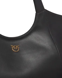 Sacca nera Pinko in pella liscia con fibbia dorata Love Birds