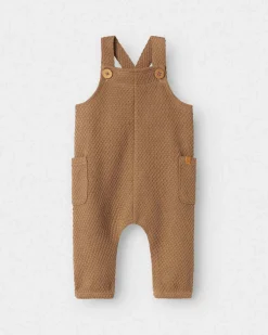 Salopette Lil'Atelier marrone in tessuto waffle con taschine