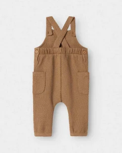Salopette Lil'Atelier marrone in tessuto waffle con taschine