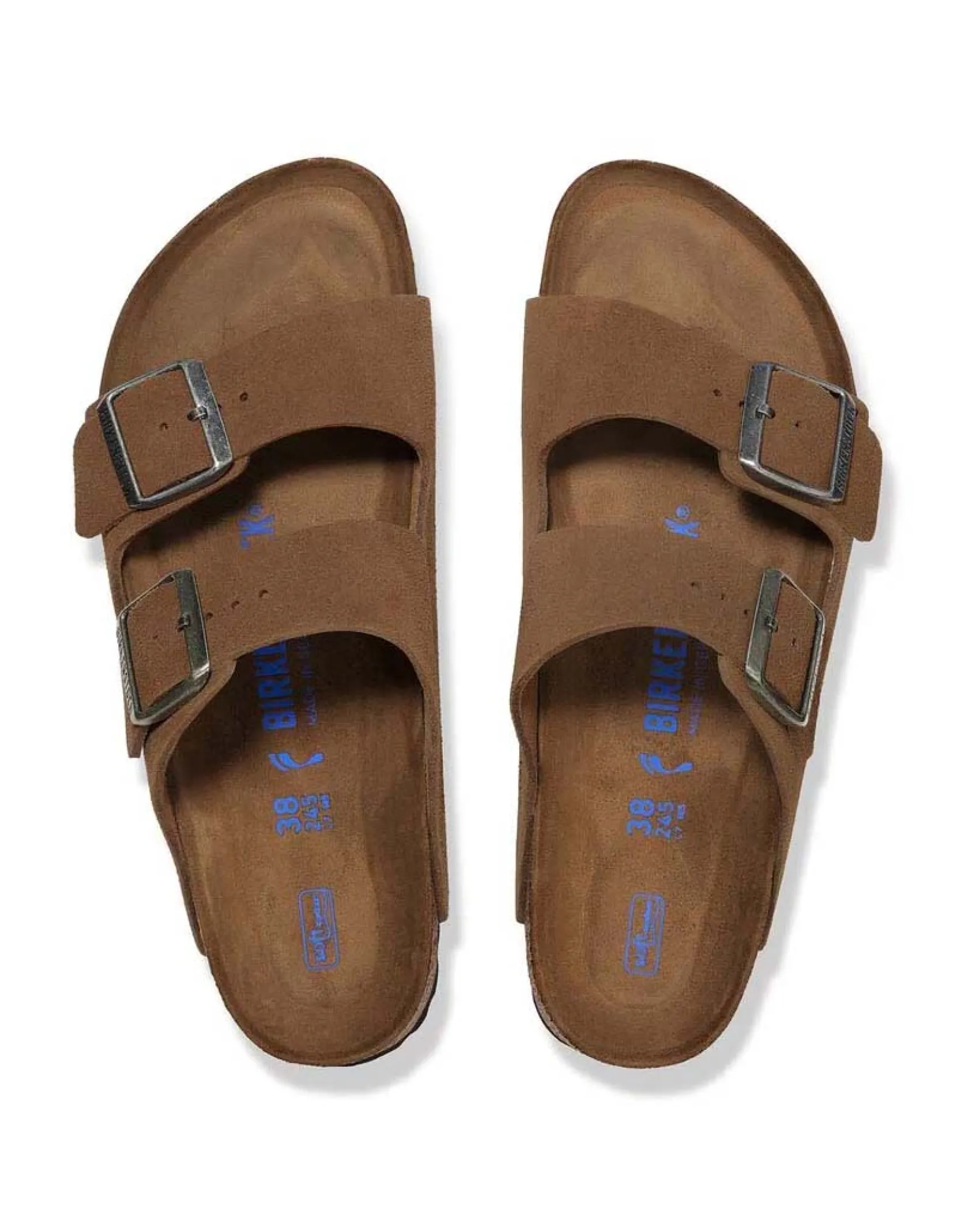 Sandalo Arizona in pelle scamosciata cammello con doppia fascetta