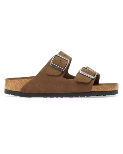 Sandalo Arizona in pelle scamosciata cammello con doppia fascetta