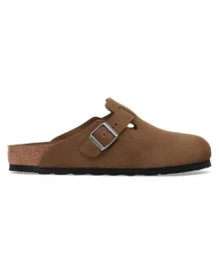 Sandalo Boston color cammello in pelle scamosciata
