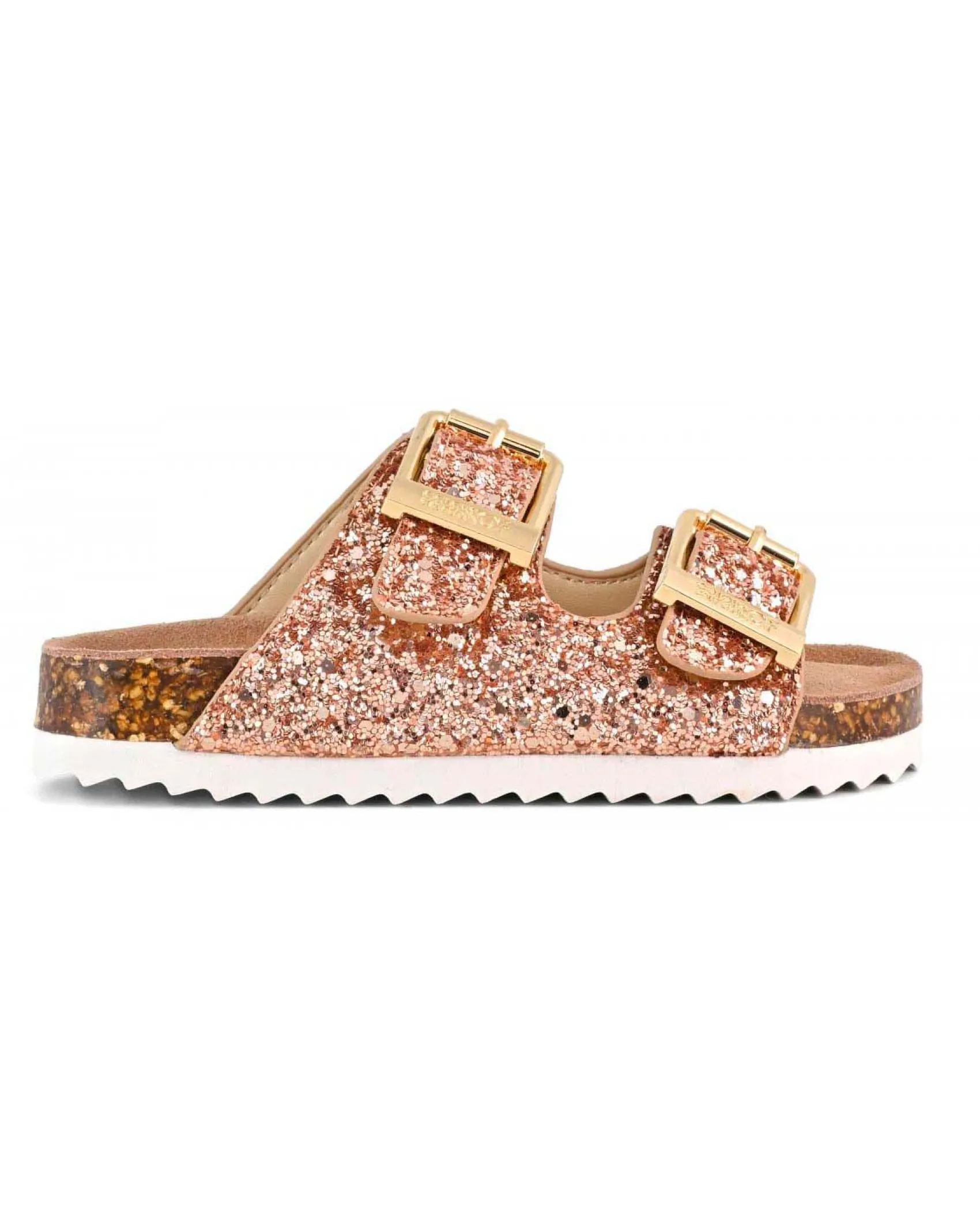Sandalo Colors of California glitterato rosa con fibbie color oro