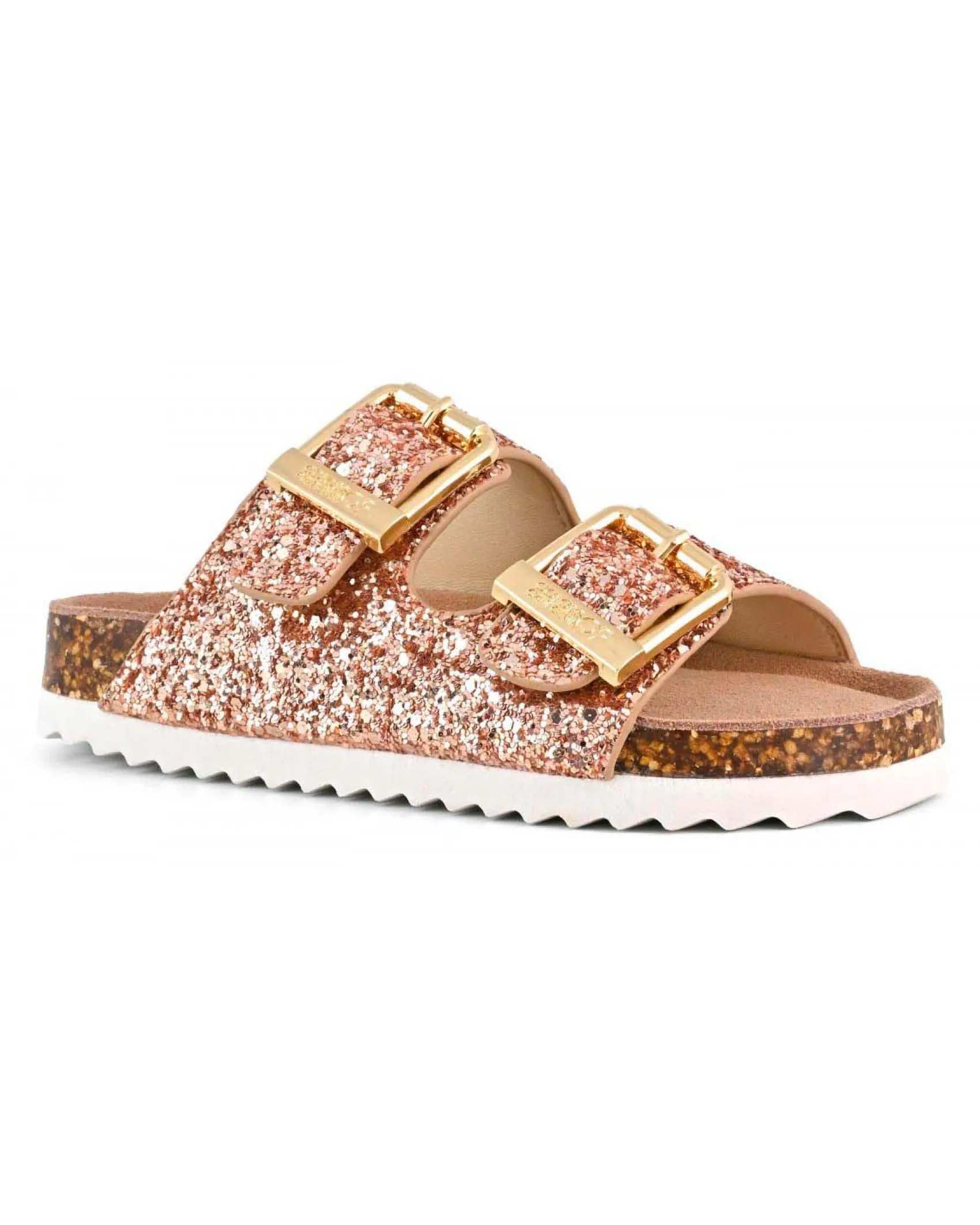 Sandalo Colors of California glitterato rosa con fibbie color oro
