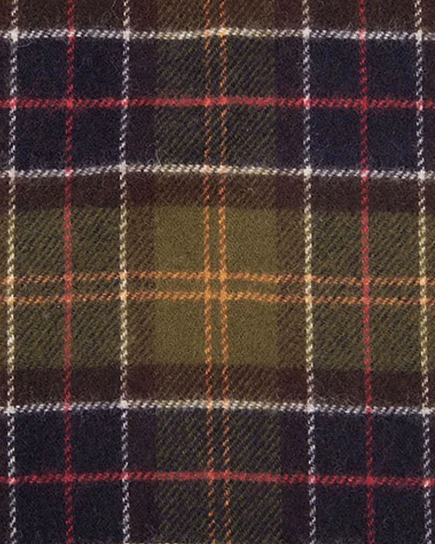 Sciarpa Barbour in tartan check verde militare e blu in pura lana