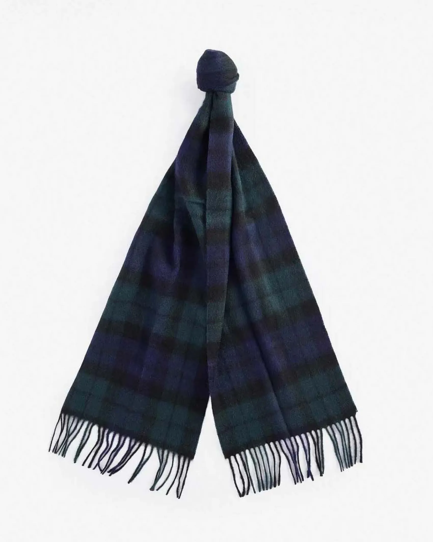 Sciarpa Barbour in tartan check verde e blu in misto lana e cachemire