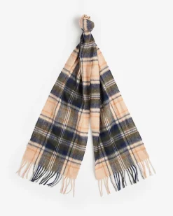 Sciarpa Barbour in tartan check beige verde e blu in misto lana e cachemire