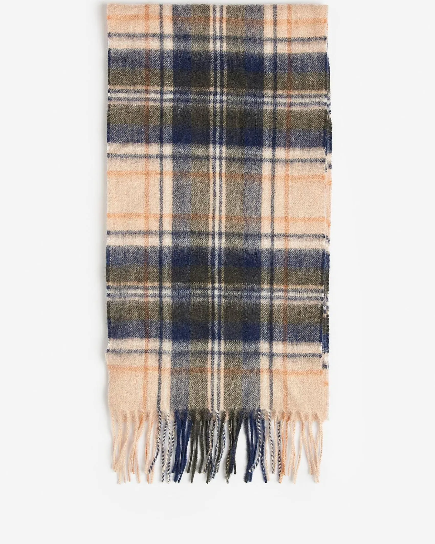 Sciarpa Barbour in tartan check beige verde e blu in misto lana e cachemire