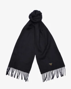 Sciarpa Barbour nera in pura lana con frange