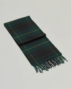 Sciarpa blu e verde tartan check in pura lana merinos