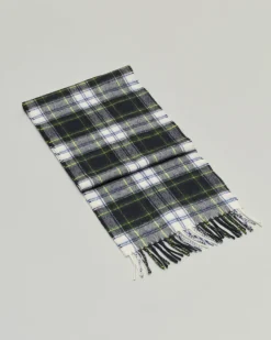 Sciarpa Bronte By Moon bianca e blu tartan check in pura lana merinos