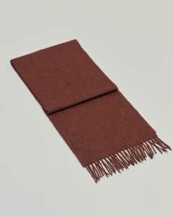 Sciarpa Bronte by Moon bordeaux in pura lana merinos rifinita con frange