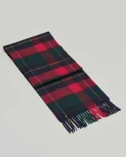 Sciarpa Bronte by Moon rossa blu e verde tartan check in pura lana merinos