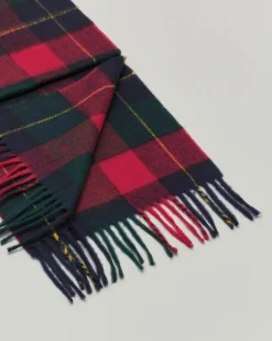 Sciarpa Bronte by Moon rossa blu e verde tartan check in pura lana merinos