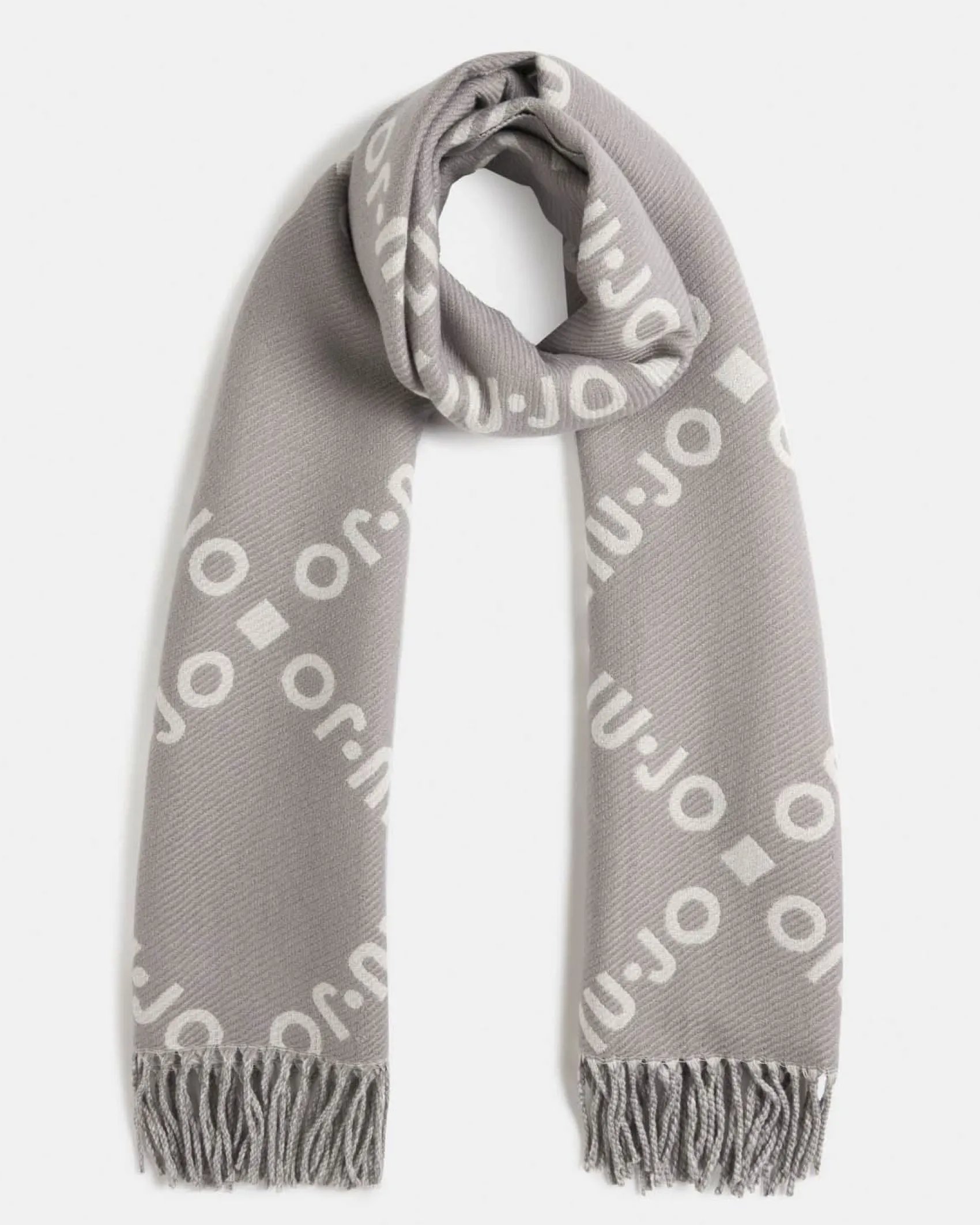 Sciarpa Liu Jo Accessories grigia in viscosa con logo in rilievo
