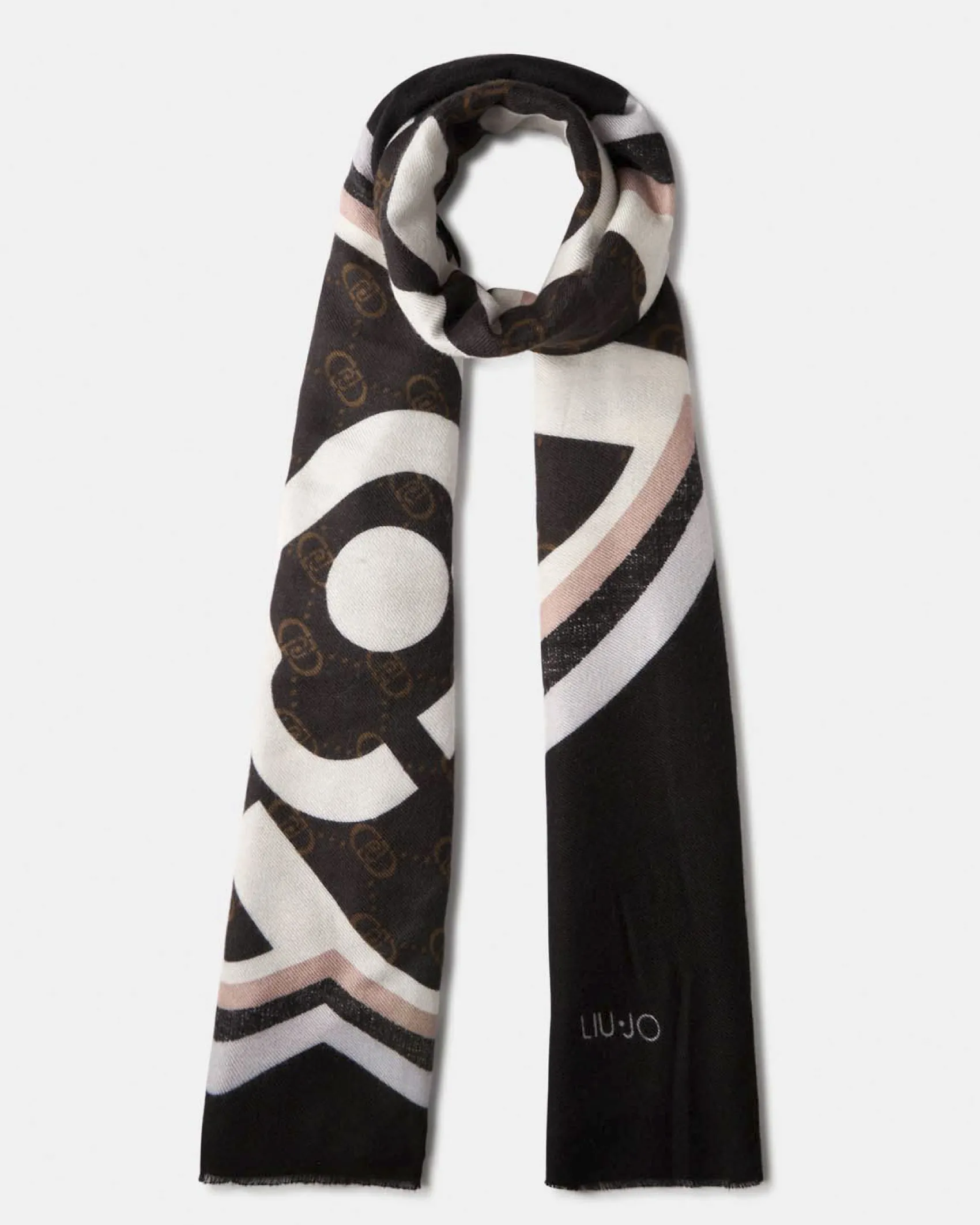 Sciarpa Liu Jo Accessories nera in viscosa con logo ricamato