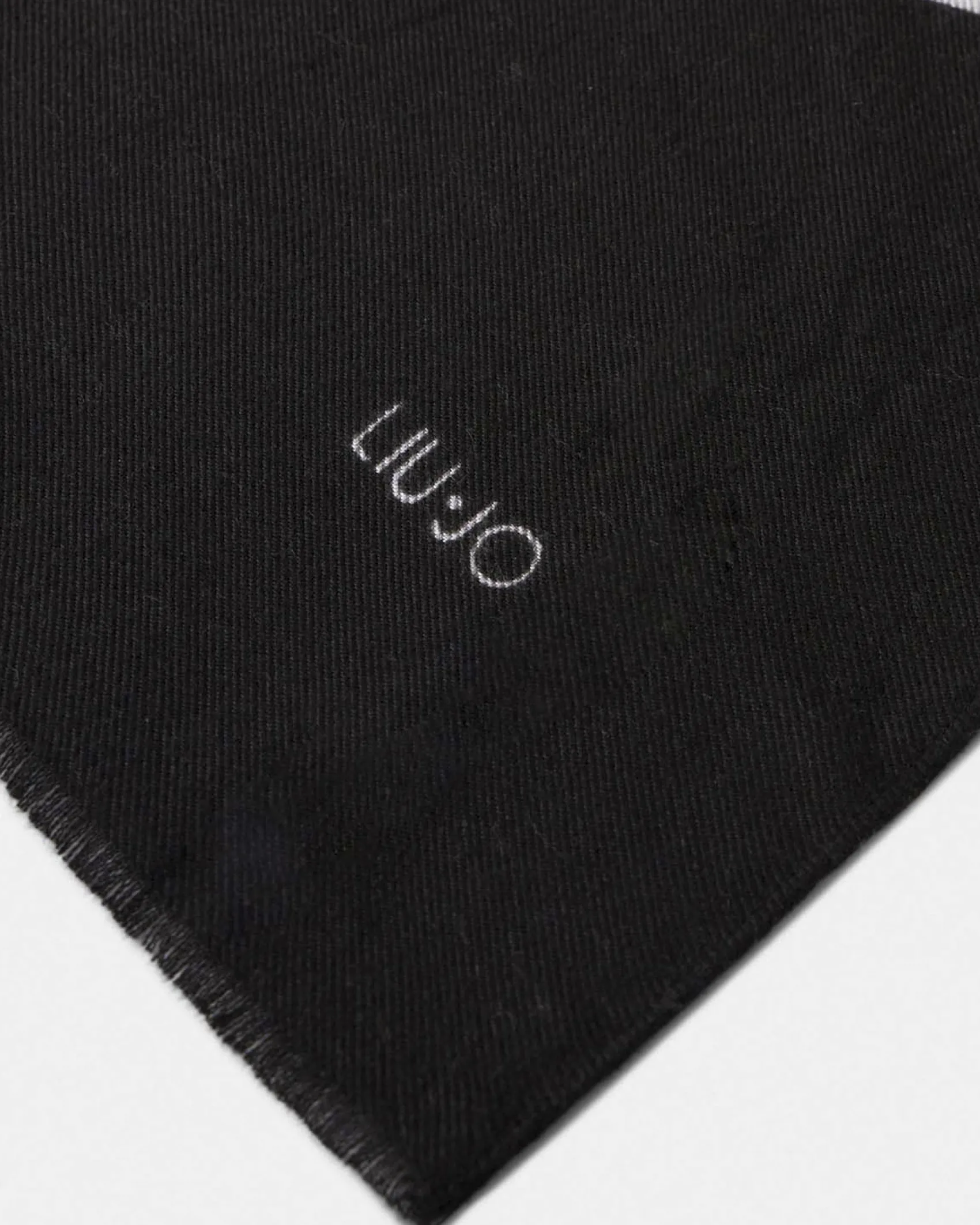 Sciarpa Liu Jo Accessories nera in viscosa con logo ricamato
