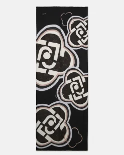 Sciarpa Liu Jo Accessories nera in viscosa con logo ricamato