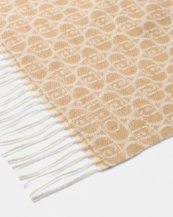 Sciarpa Liu Jo Accessories cammello in jacquard con frange