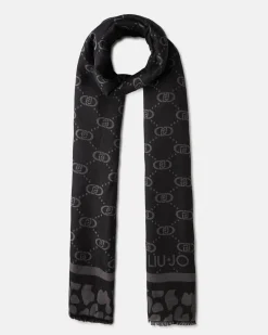 Sciarpa Liu Jo Accessories nera in viscosa con dettagli lurex