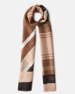 Sciarpa Liu Jo Accessories marrone con motivo logo in rilievo