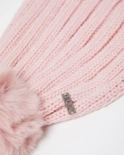 Sciarpa Liu Jo rosa a coste con pompon in pelliccia