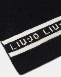 Sciarpa Liu Jo Sport nera in viscosa con dettaglio logo in rilievo