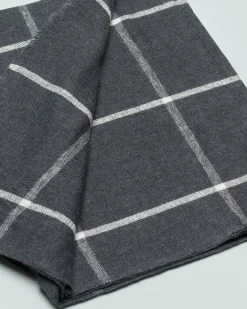 Sciarpa Pellizzari grigio antracite in misto cotone e lana fantasia finestrata