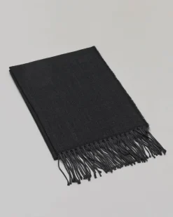 Sciarpa Pellizzari nera in tessuto micro armatura con frange