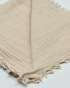 Sciarpa Raja beige in pura lana rifinita con frangette