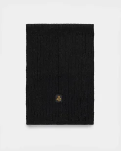 Sciarpa Refrigiwear Dakota nera lavorata a coste con patch porta logo