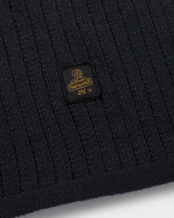 Sciarpa Refrigiwear Dakota blu lavorata a coste con patch porta logo
