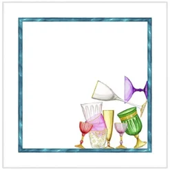 Set 4 tovaglioli Cin Cin in lino a fantasia bicchieri multicolor