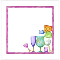 Set 4 tovaglioli Cin Cin in lino a fantasia bicchieri multicolor