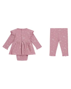 Set abito e pantalone Guess rosa con cuoricini