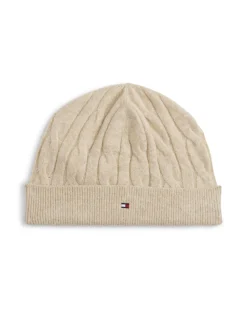 Set cappello e sciarpa Tommy Hilfiger beige in misto cotone