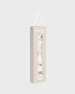 Set con quattro paia di calzini bianchi e rosa in cotone con orsetti 3-6 mesi