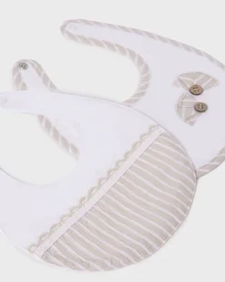 Set due bavaglini avorio e beige a righe
