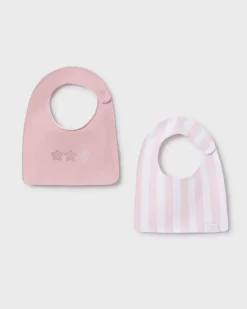 Set due bavaglini rosa squadrati con stelle e righe