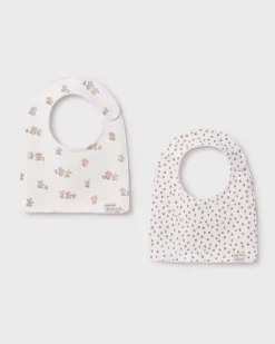 Set due bavaglini squadrati con animaletti e pois