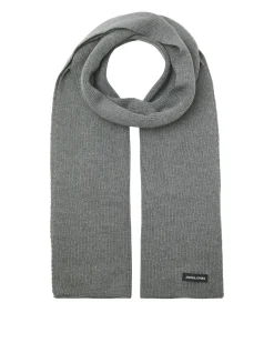 Set Jack & Jones composto da berretto e sciarpa grigi in maglia con etichetta logo cucita